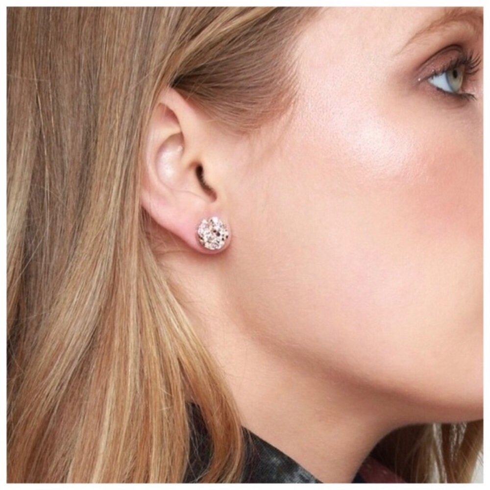 ✨SALE✨LAST1✨5⭐️NEW CHIC DRUZY SILVER STUD EARRINGS - Picture 7 of 7